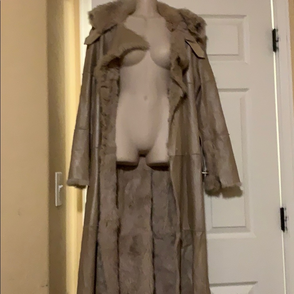 Luxurious Bebe fur and leather long evening coat